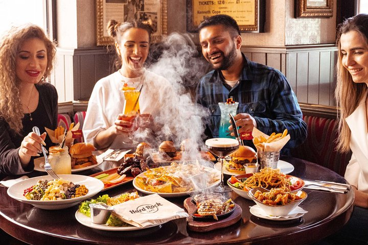 Enjoy an American-style dinner at the Hard Rock Cafe in Prague!